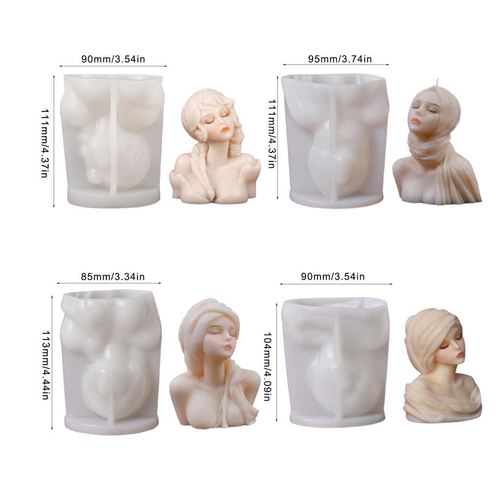 Silicone Moulds Girl Portrait Candle Molds Handmade Ornament Molds Epoxy Resin Molds Plasters Molds for Candle Making