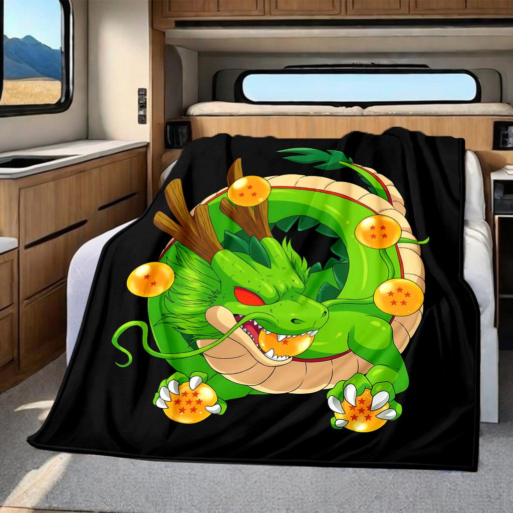 1PC Shenron  Print Flannel Blanket, High quality All Seasons, Home Decor, Warmth and Comfort, Perfect for Christmas Gifts