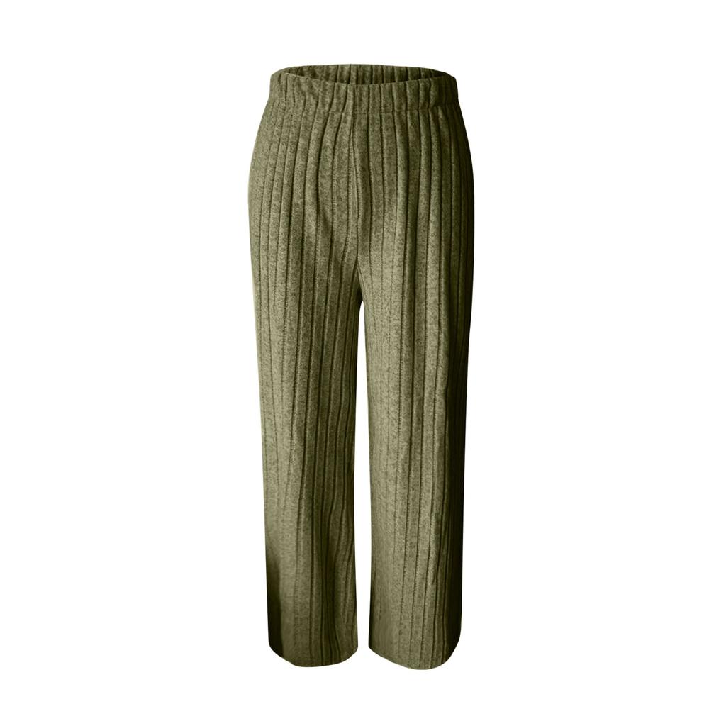 Women's Loose Straight Leg Leggings, High,Waisted Elastic Ribbed Knit Casual Pants, Comfortable And Warm Sweater Pants, Soft Home Pants