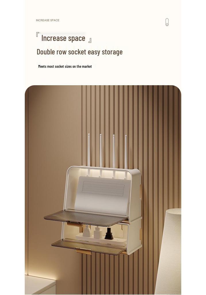 Wall-Mounted Multi-Functional Storage Box for WiFi Router, Power Strip, and Cable Management