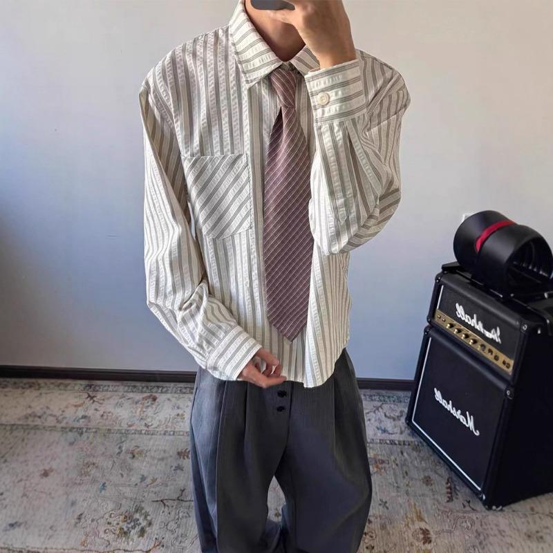 Spring and Autumn Striped Shirt Men's High-end Versatile Long-sleeved Casual Sun Protection Jacket