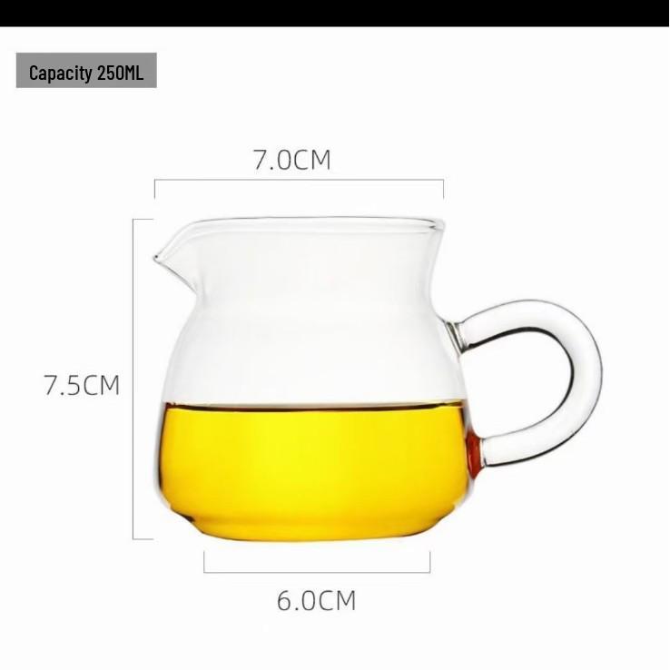 Square Glass Teapot Set with Stainless Steel Filter - Kung Fu Style Tea Dispenser and Fairness Cup for Household Use.