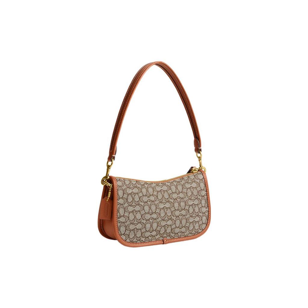 Coach Swinger 20 Classic Monogram Fabric And Leather Mahjong Bag Women Handbag Brown CM509-B4TA7