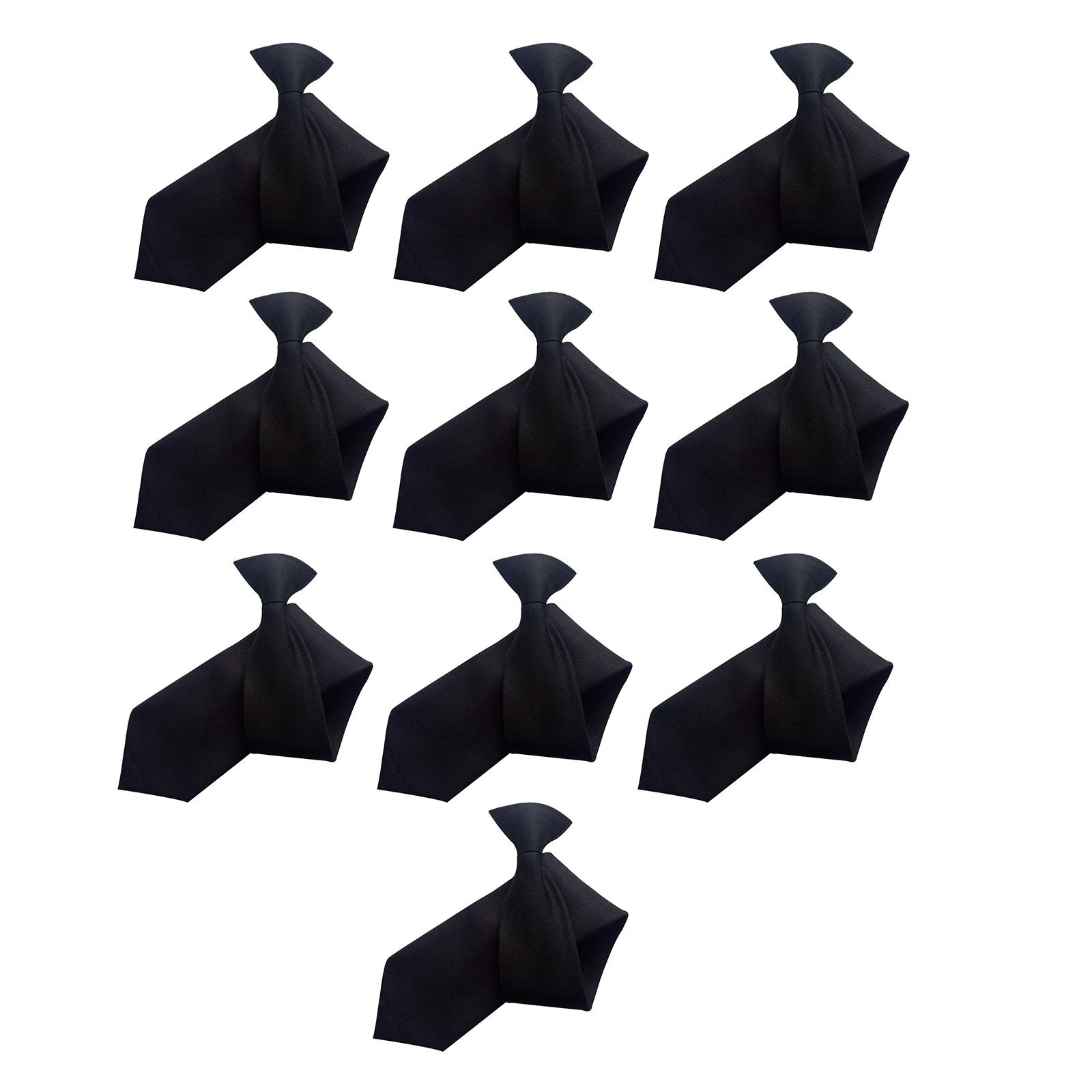 Quick Release Clip On Tie Wrinkle Resistant Fabric Solid Color Neck Tie For Daily Use Professional Occasion 10PCS чёрный