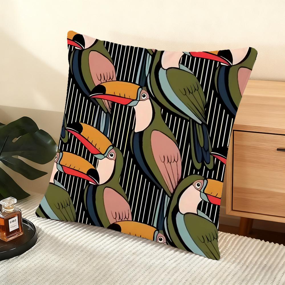 Cool Toucan Cushion Cover Soft Short Plush Pillow Cover Smooth Cozy Texture Aesthetic Cushion Case Home Decor