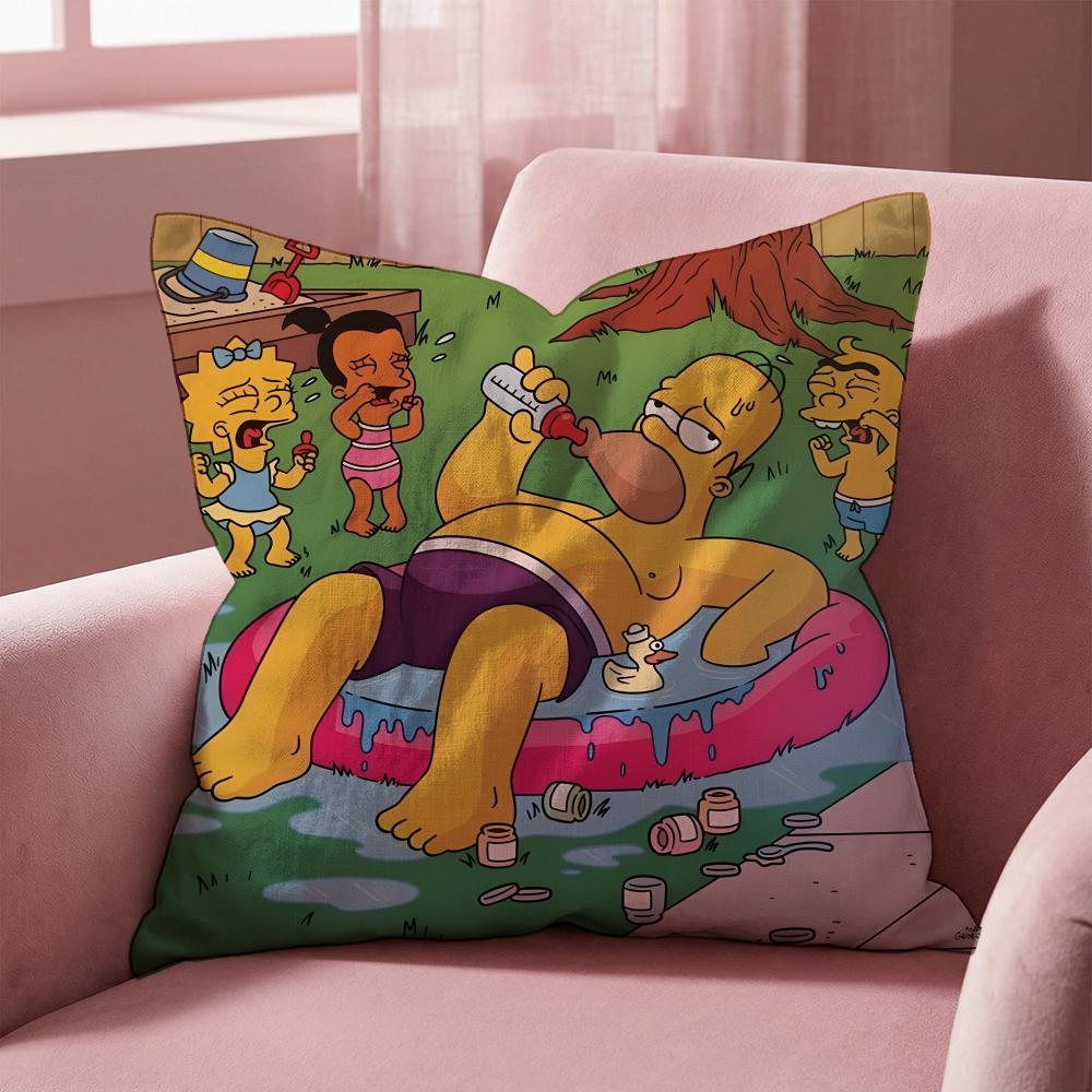 T-The Simpsons CARTOON Cushion Cover Multi-Scene Pillow Cover for Home & Car - Reversible, Soft & Durable for Daily Use