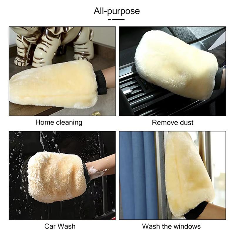 Auto Weicher Polierhandschuh Künstliche Wolle Autowaschhandschuhe Wasseraufnahme Mikrofaser Autowaschhandschuh Für Glas Kunststoff Leder