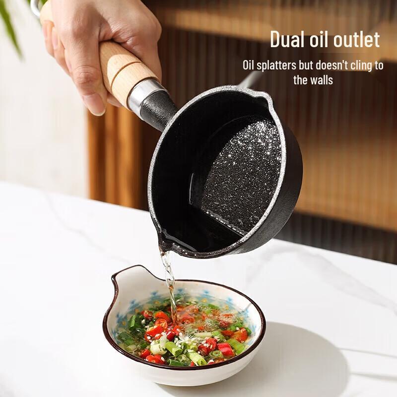 MAXCOOK 10cm Cast Iron Mini Flat-Bottom Hot Oil Pot