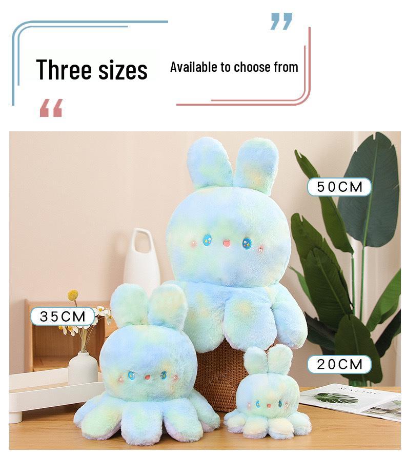 Peluche Polpo-Coniglio Reversibile: Giocattolo arcobaleno che cambia umore