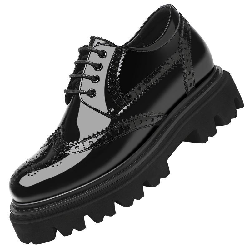 Brock Heightening Leather Shoes Men's 10cm Real Cowhide Business Dress Derby Shoes Host Hairdresser Platform Men's Shoes
