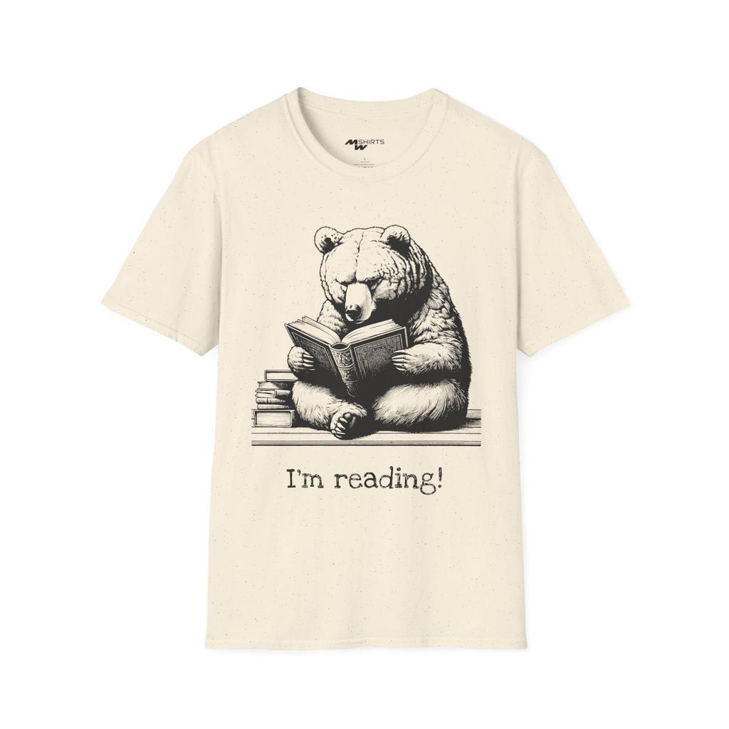 Bear Reading Book T-Shirt: Copper Engraved Style, Book Lover Gift