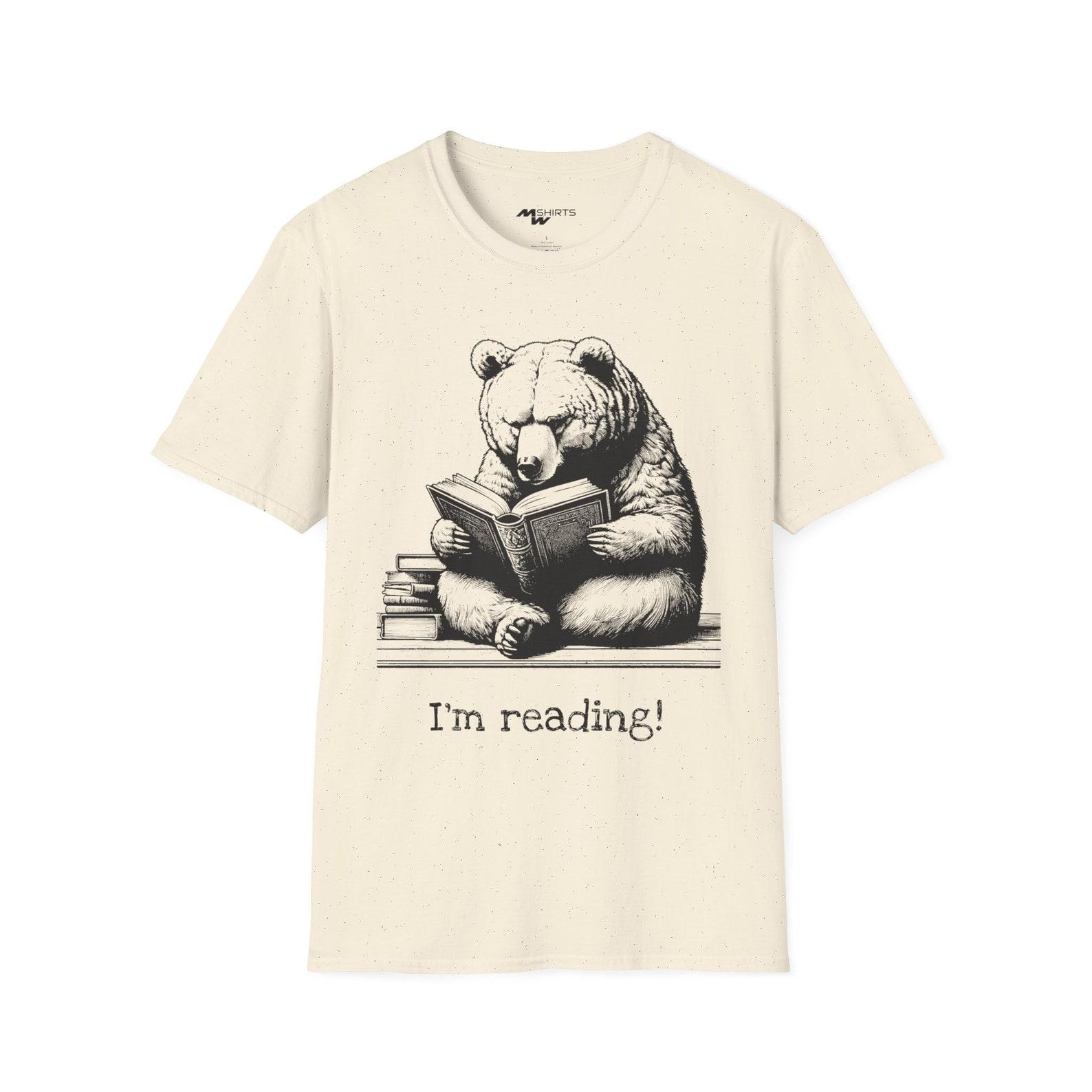 Bear Reading Book T-Shirt: Copper Engraved Style, Book Lover Gift 3XL