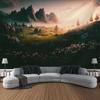 Dreamy Landscape Tapestry, Grassland Forest Wall Hanging Cloth, Living Room And Bedroom Background, Aesthetic Home Decoration