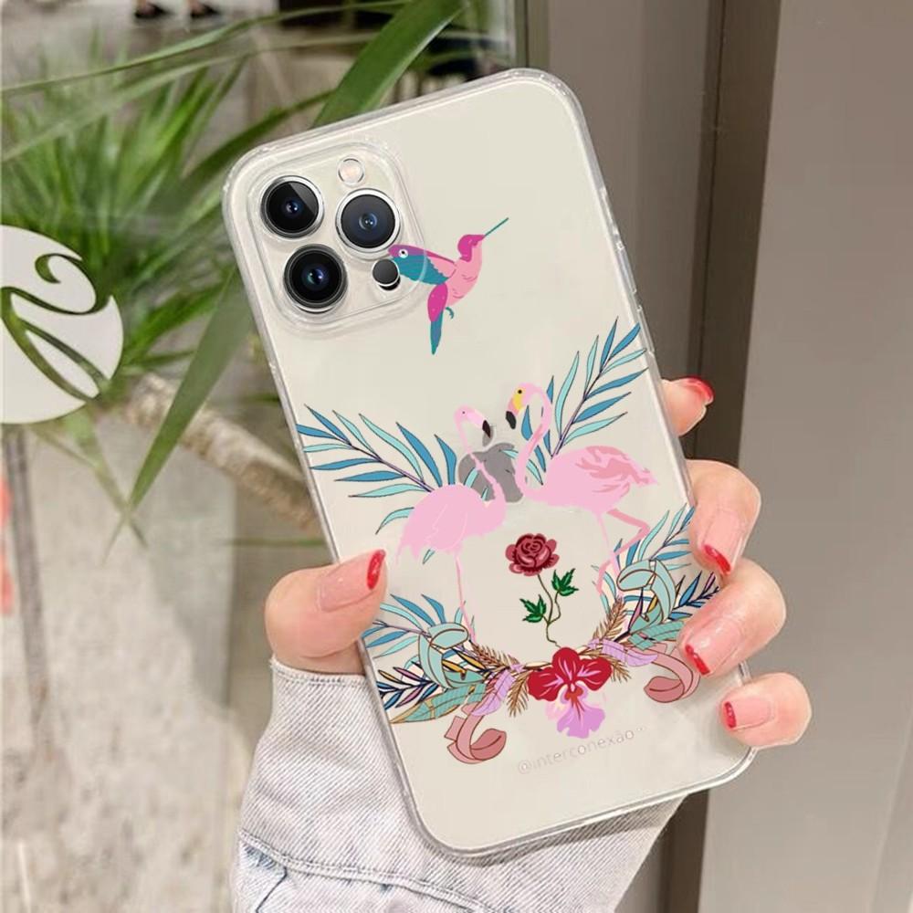 Fashion Flamingo Phone Case For IPhone 15 13 14 Pro Max XS XR 12 11 Pro 13 Mini 6 7 8 Plus Soft Clear Back Cover