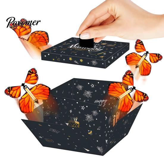 Ceremonial Gift Box with Winged Surprise Butterfly Explosion Box, DIY Exploding Present Holder 4 Memory Making for Anniversary Flying Butterflies