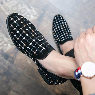 Black Rhinestone Men Dress Shoes Brand Noble Velvet Crystal Luxury Moccasins Mens Loafers Office Business Party Man Casual Shoes