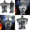 Durable 100cm Halloween Skeleton Hanging Reaper With Realistic Skull And Hood