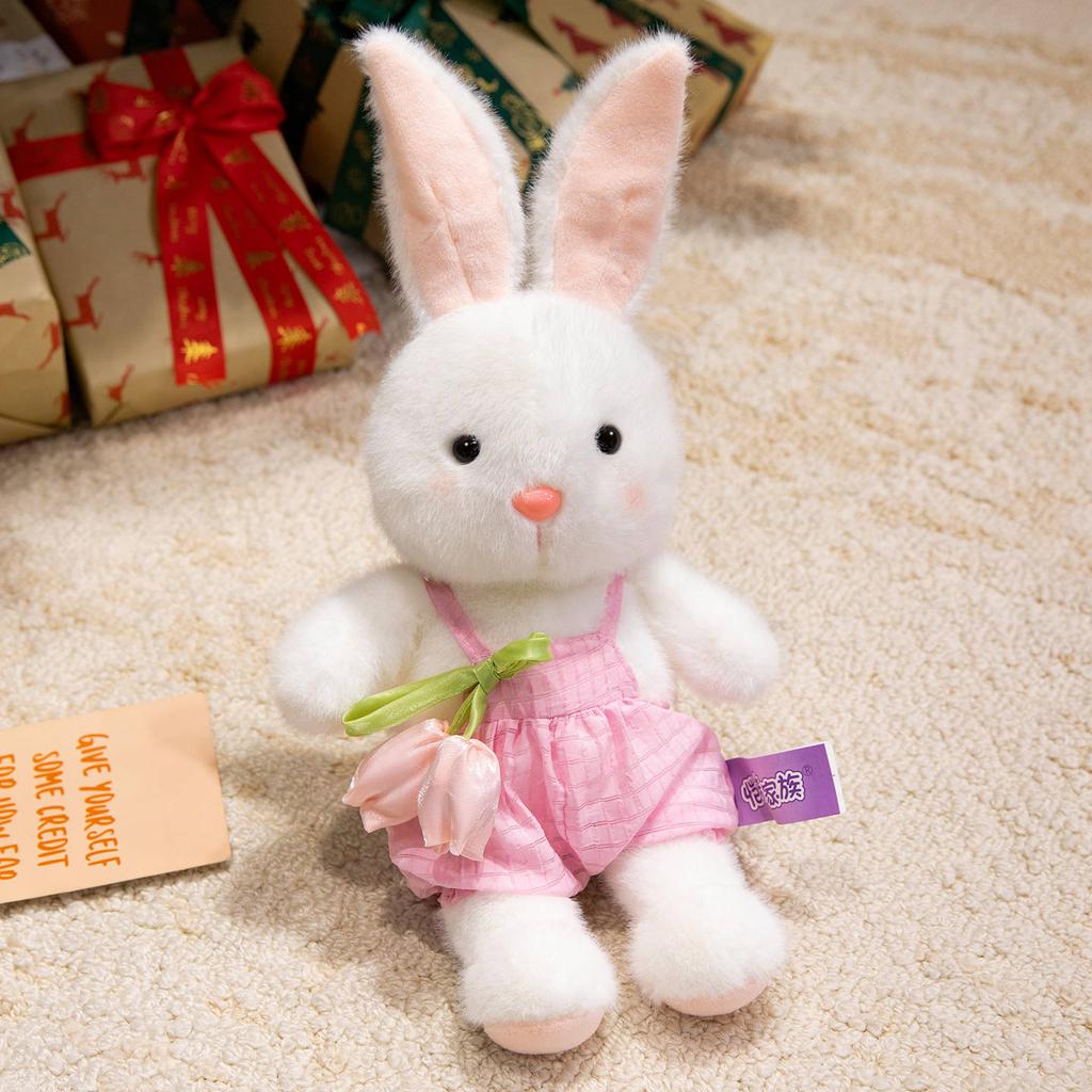 Cartoon Tulip Flower Dressed Rabbit Cute Bunny Plush Animals Toys Kawaii Soft Pillow Office Decor Baby Comfort Doll Kids Gift