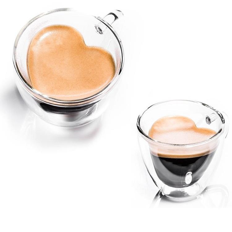 Szklanka termiczna z podwójnym dnem ściankami z sercem na kawę latte