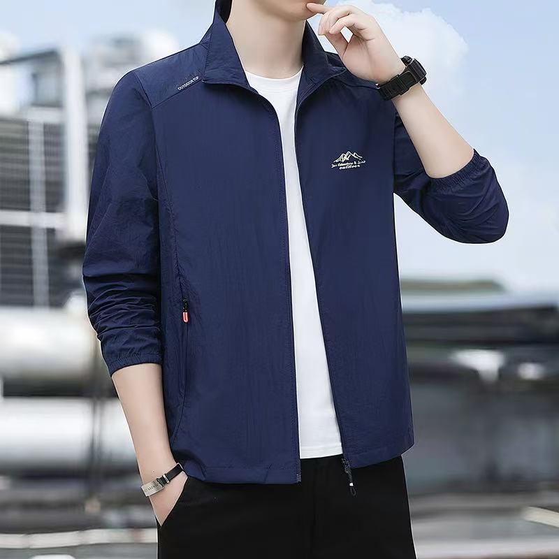 

Мужская универсальная куртка с воротником-стойкой 2025 - Дышащая, повседневная мода для весны и осени 5XL темно-синий