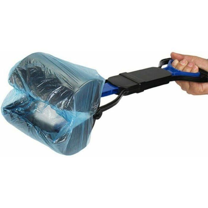 Bleu - Pelle à chien, manche solide de 45 cm de long, pince dentelée pour nettoyer les crottes des chiens et des chats à QIEDOVIEY