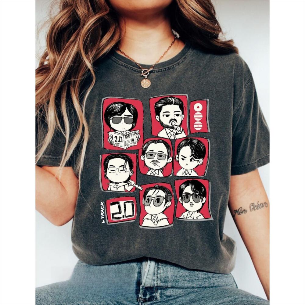 2026 BTS 2.0 Arirang Album Postać z kreskówki Unisex Bawełniany T-shirt Koreański Kpop Zespół Chłopięcy Męski Damski Retro Y2k Koszulka