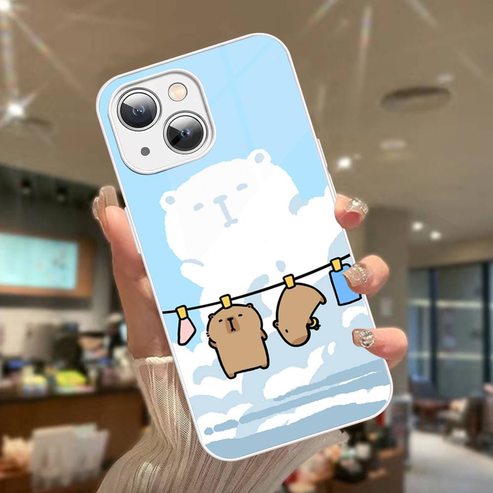 Cute Capybara For IPhone 14 13 12 Mini 11 Pro XS Max X XR 14 Plus Tempered Glass Cover