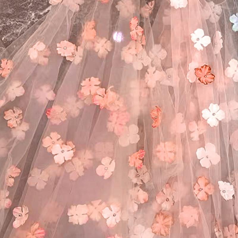 

90x150cm Soft Mesh Fabric 3D Embroidery Pearl Yarn Handmade DIY Children s Clothing Wedding Dress Mesh Fabric Accessories 90x150cm
