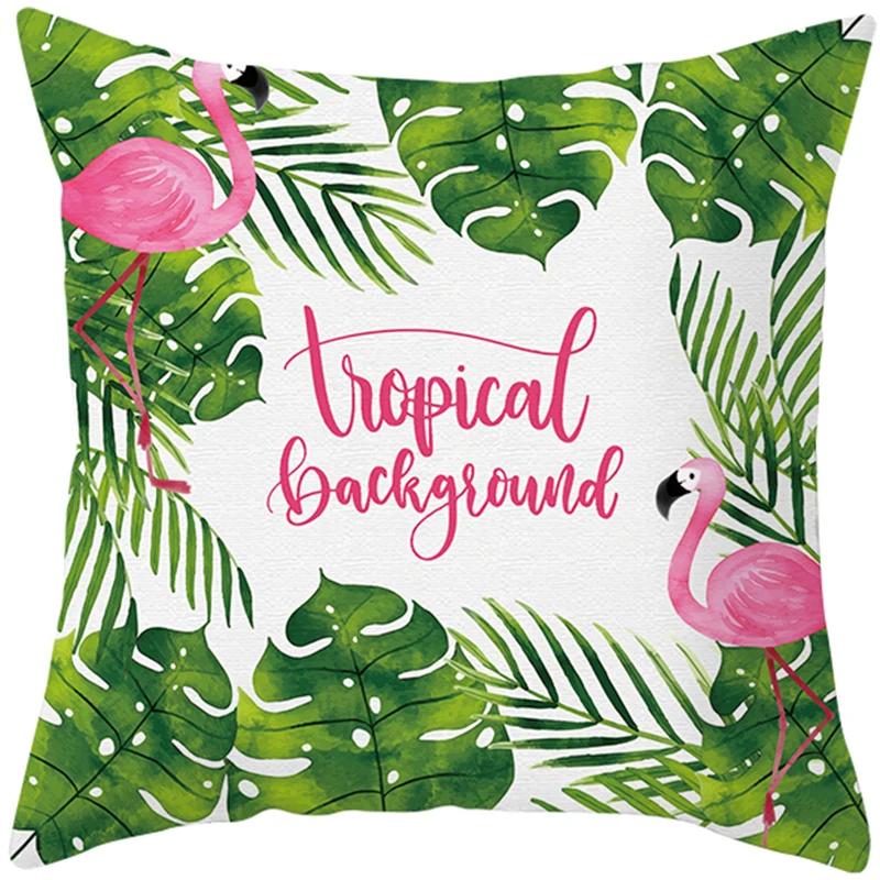 Pink Flamingo Pillow Case Decoration Holiday  Happy Birthday Party Hawaii Tropical