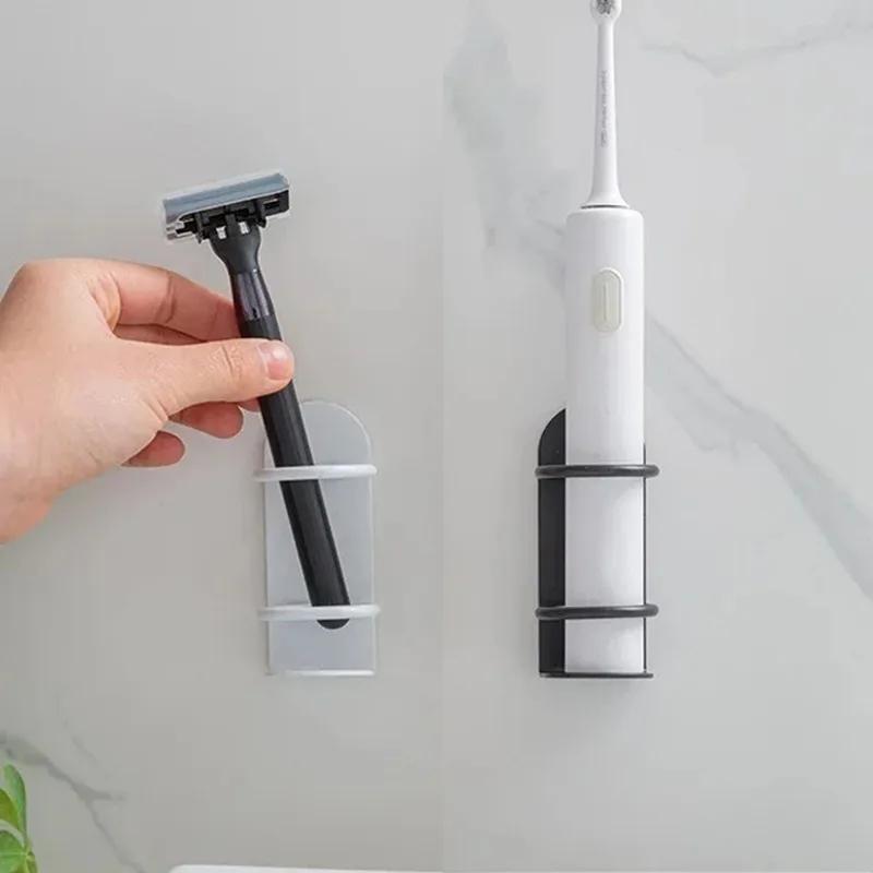 Wall Mounted Electric Toothbrush Holder Self Adhesive ABS Food Grade Ventilated Quick Drying Razor Holder Bathroom Organizer Bla