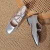 Retro Medium Thick Heel Women's Shoes Lightweight Mary Jane Shoes Cross Strap Square Toe Small Leather Shoes Shallow Mouth Casual Shoes