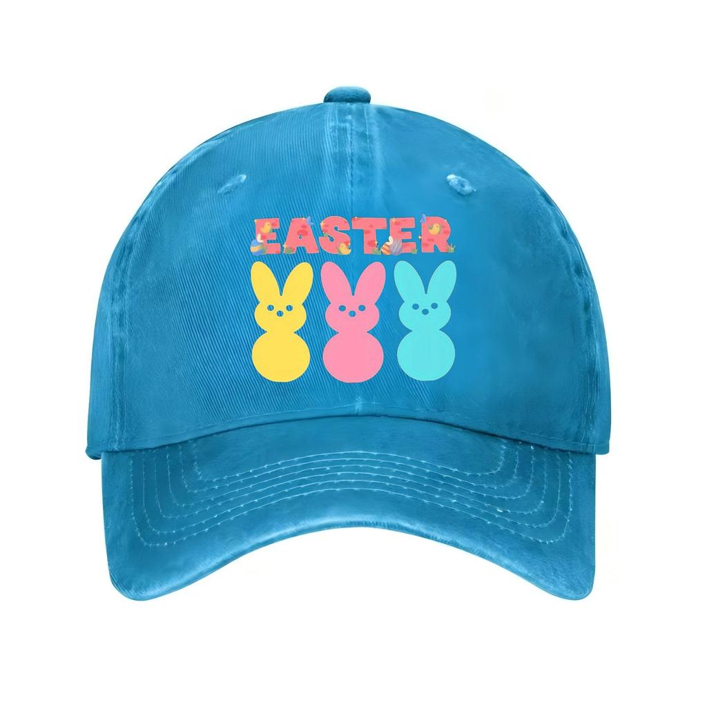 Easter Peeps Bunny Baseball Cap Distressed Cotton Casual Adjustable Hat for Unisex Adults