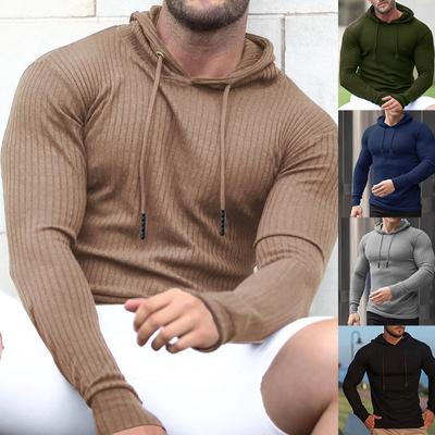 Sudadera con capucha de manga larga tejida para entrenamiento de adelgazamiento, primavera y otoño, para hombre, deportiva, musculosa, fitness, chaqueta con capucha, sudaderas y sudaderas para hombre