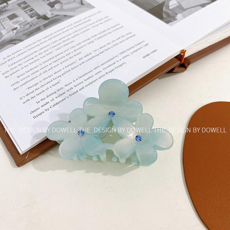 Elegante florales Design Acetat Haarspange Luxus Strass Haarklammer für Frauen