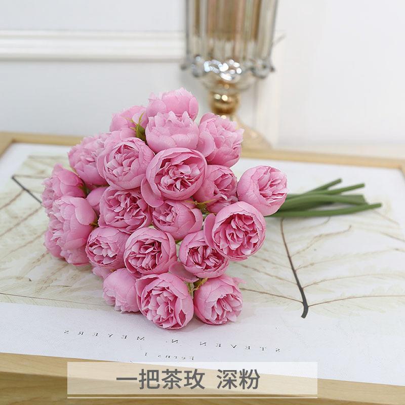 27 Head Artificial Flowers Plastic Tea Rose Bouquet Decoration Wedding Decor Bouquet Garden Party Home Decor Ornaments