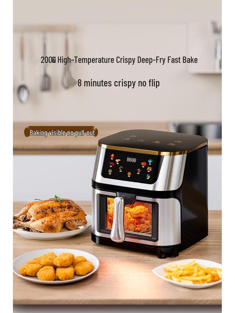 2025 Touch Control Stainless Steel Air Fryer with Large Capacity and Visible Cooking Chamber