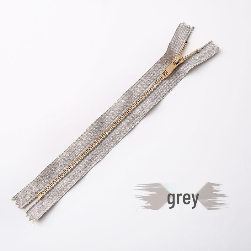 Metal Closed-End Light Gold Zipper for Handbags, Pencil Cases, Wallets, and Clothing