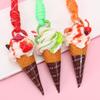 Simulation Ice Cream Cone Keychain Braided Lanyard Realistic Design Backpack Pendant Gift For Girls