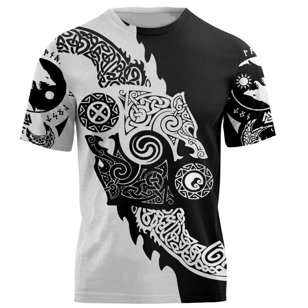 Neuestes Viking 3D-gedrucktes Harajuku Herren-T-Shirt Sommermode Outdoor-Straßenkleidung O-Ausschnitt Großes kurzärmliges Sportoberteil