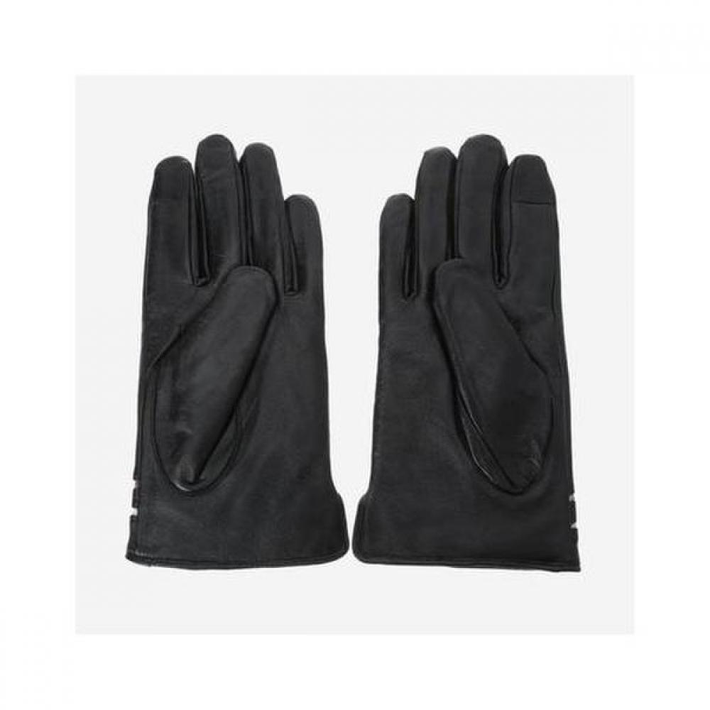 Daks Men S Black Checkline Leather Smartphone Touch gloveS Dcgv0f131