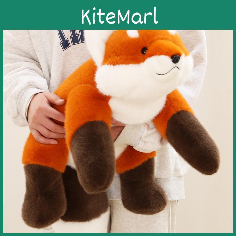 Plush Fox Animal Toy With Prone Posture Design For Girls Gift And Bed Decor