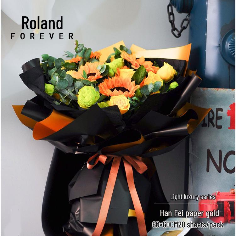 Roland Goldfolie Geschenkpapier - Koreanischer Stil, Zweifarbig, Wasserdicht, Leichter Luxus Blumenstraußverpackung