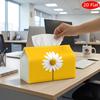 2D Flat, 1pc Tissue Box, Printed On Both Sides, Minimalist Botanical Art Tissue Box Daisy Flower Print Durable Fabric for Room Bedroom Car for Home Pa