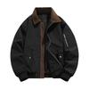 Men's Autumn Winter Turn Down Collar Jacket Solid Color Casual Sports Jacket Full Zipper Lightweight Outdoor Workwear Tops