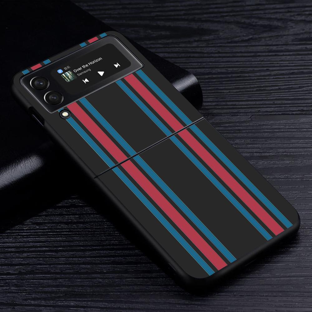 Husă Telefon Mobil pentru Samsung Galaxy Z Flip3 Flip4 5G Negru Coque Z Flip 3 Husă PC Dură de Lux Zflip3 Funda Dungi Marcă Sport