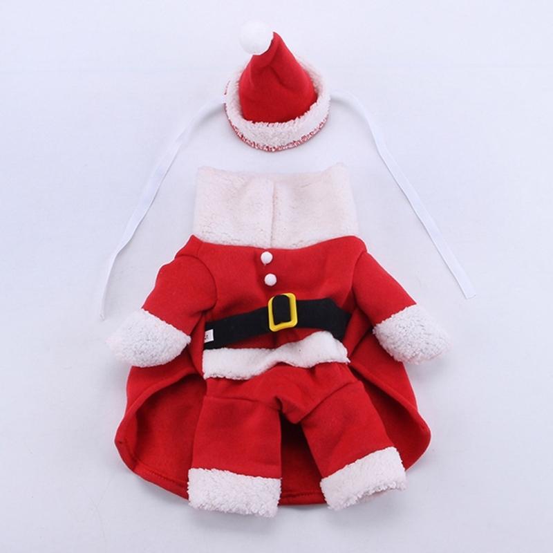 Kitten Christmas Costume Santa Claus Hat & Coat Outfit Suit Fashion Pet Dog Jackets Red Hat Winter Clothes Photo Props