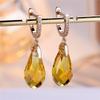 Vintage Bohemia Aqua Blue Green Yellow Purple Crystal Drop Earrings for Women Luxury Gold Color Wedding Party Jewelry Gifts
