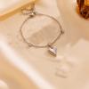 Fashion Stainless Steel Round Bead Jewelry Set Peach Heart Pendant Earrings Bracelet Anklet Necklace for Women