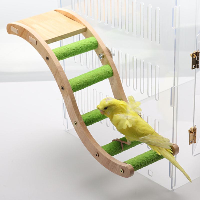 Pet Parrot Toy Colorful Ladder Wood Birds Ladder for Cage Funny Grinding Sticks Climbing Toy Bird Cage Accessories