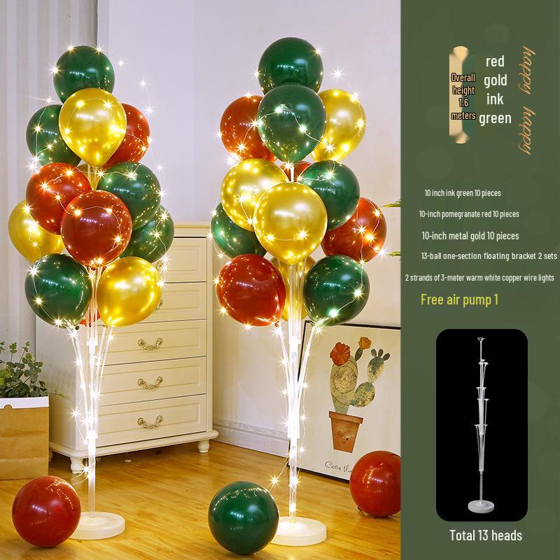 Anniversary & Birthday Balloon Column Decorations: Event Scene Layout with Floor and Background Balloons